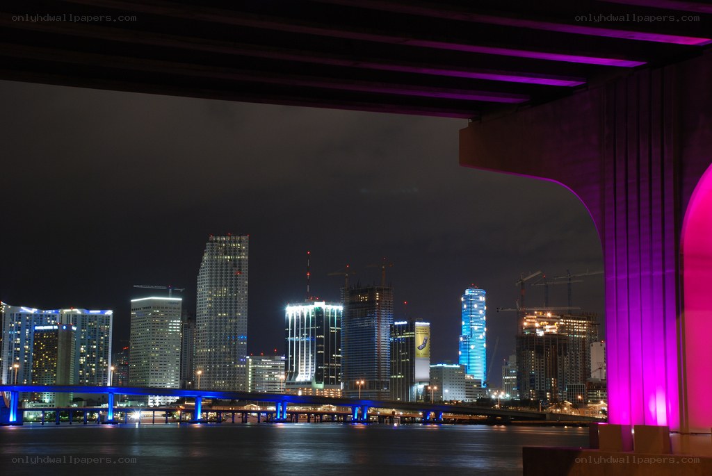 Miami skyline at night