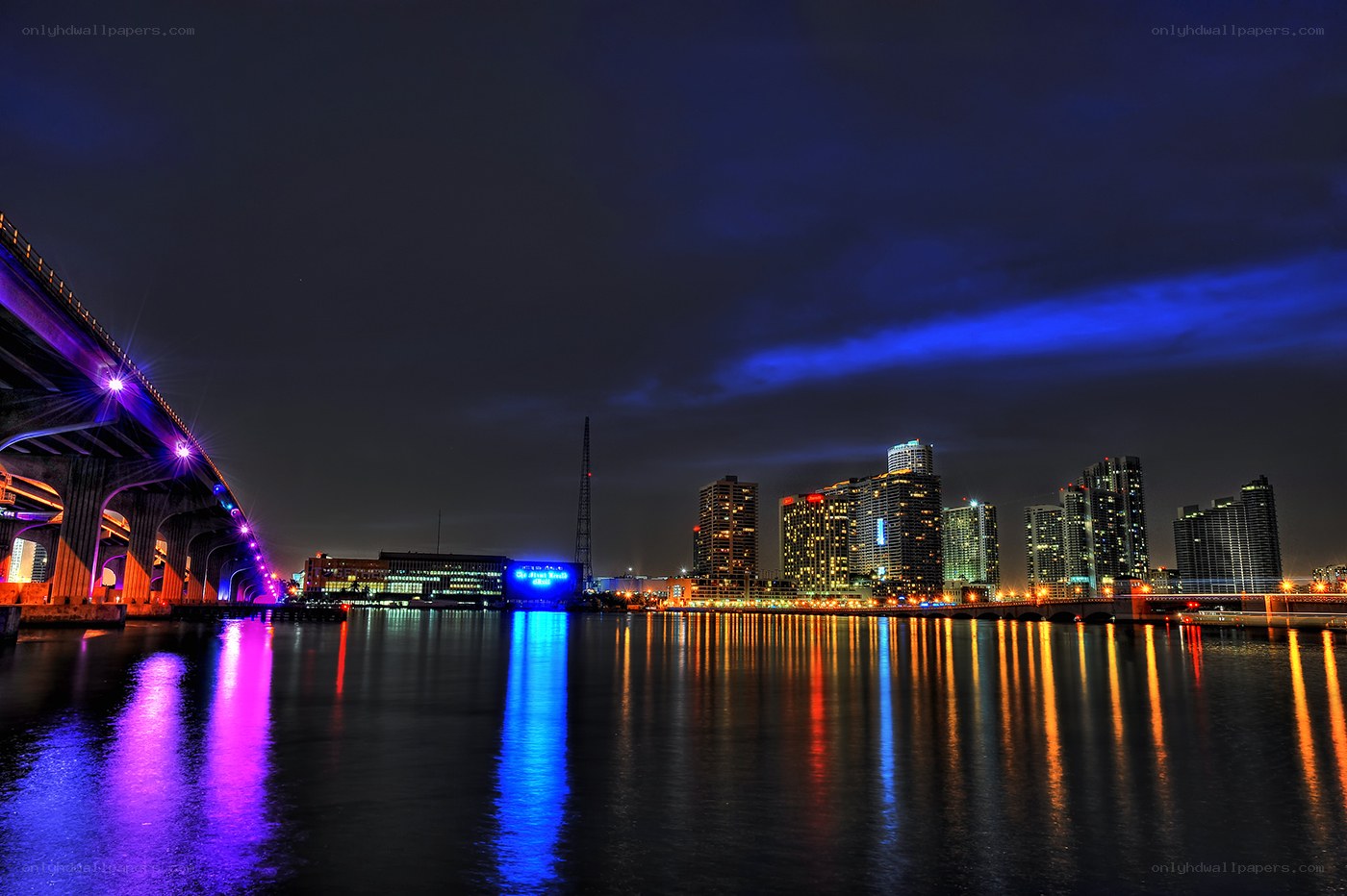 Miami skyline at night