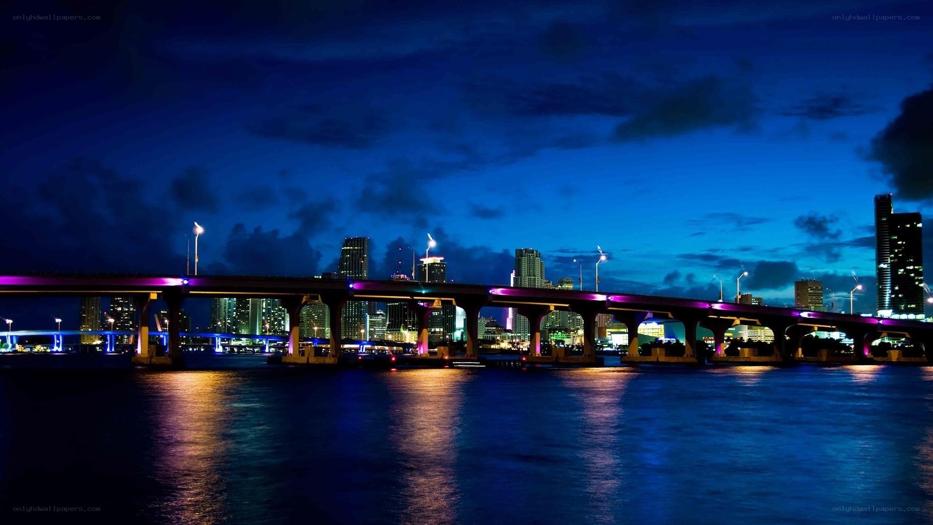 Miami skyline at night
