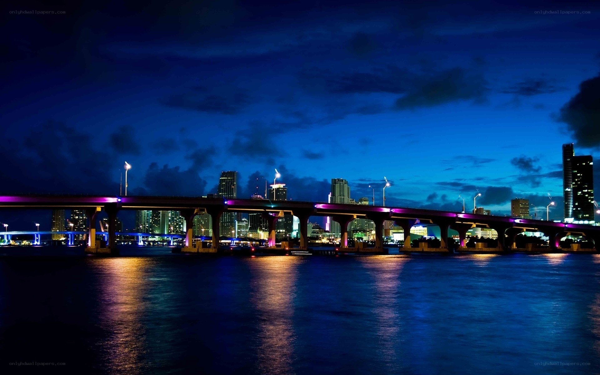 Miami skyline at night