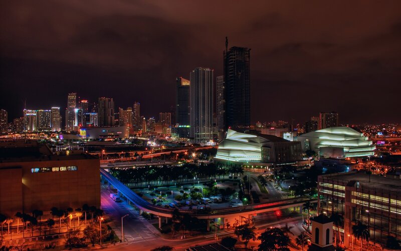 Miami skyline at night