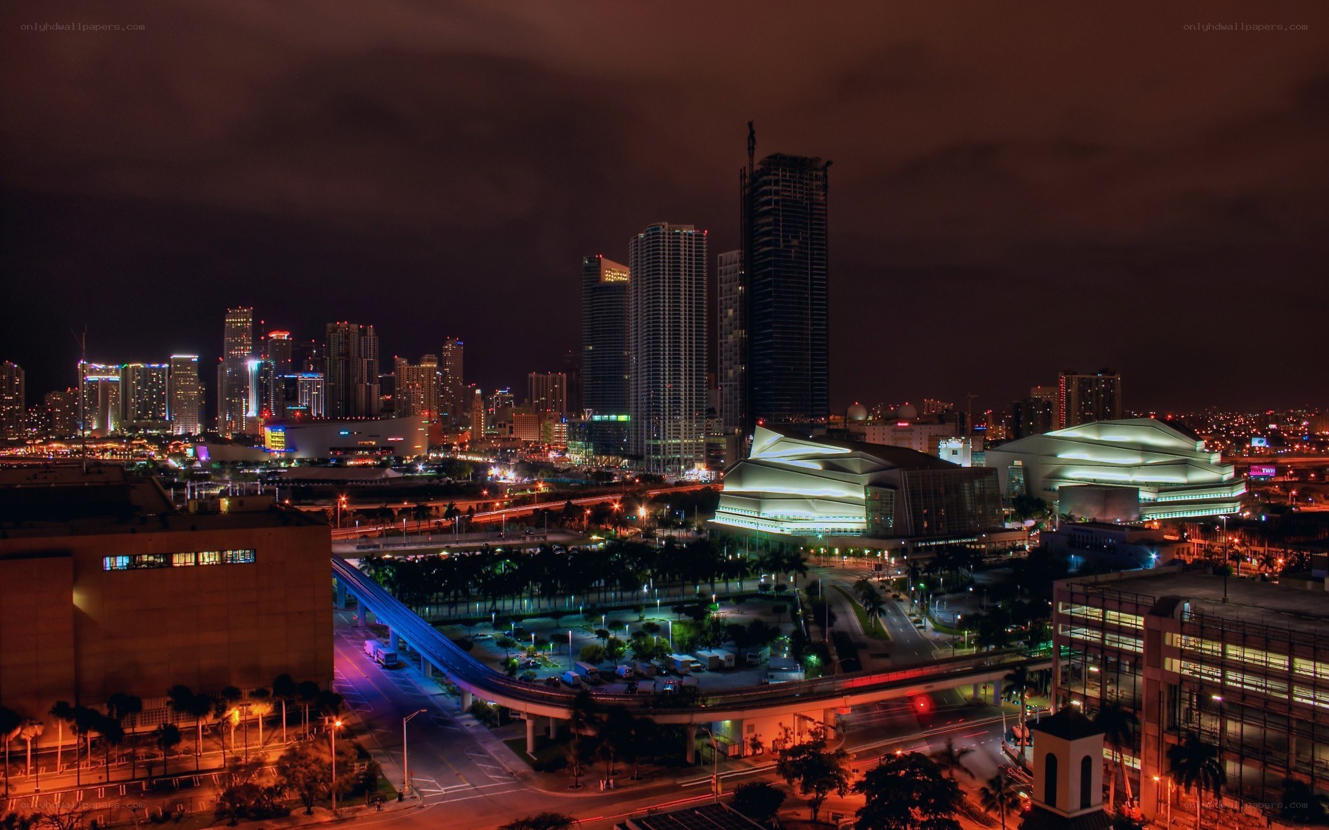 Miami skyline at night