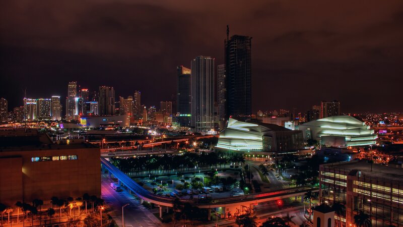 Miami skyline at night