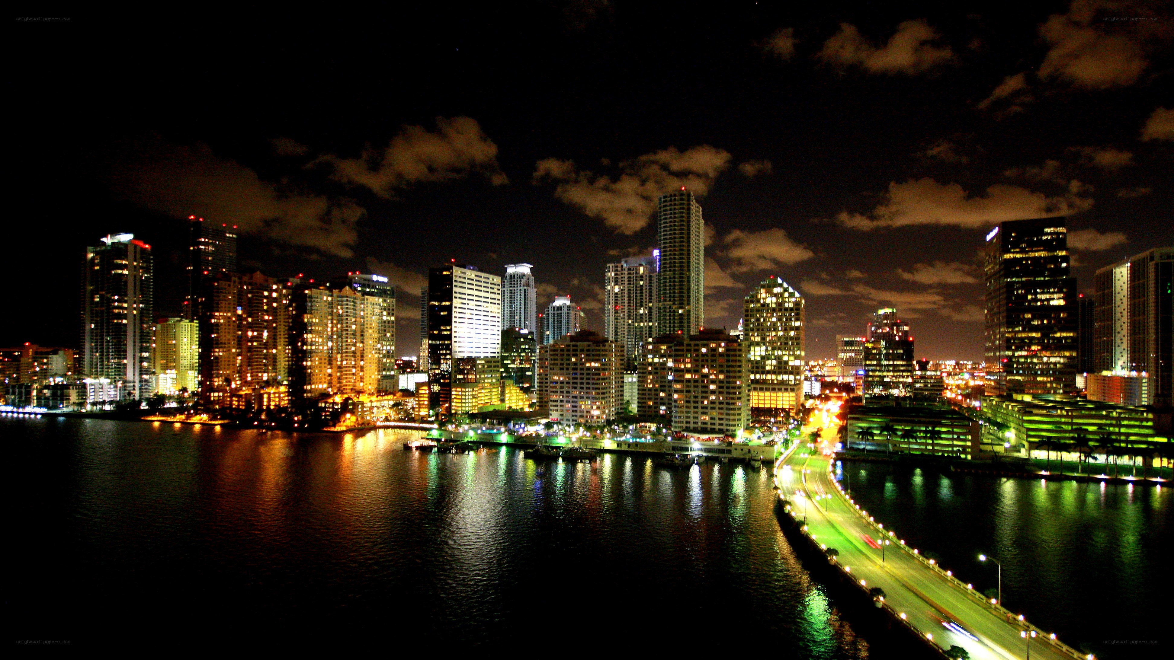 Miami skyline at night