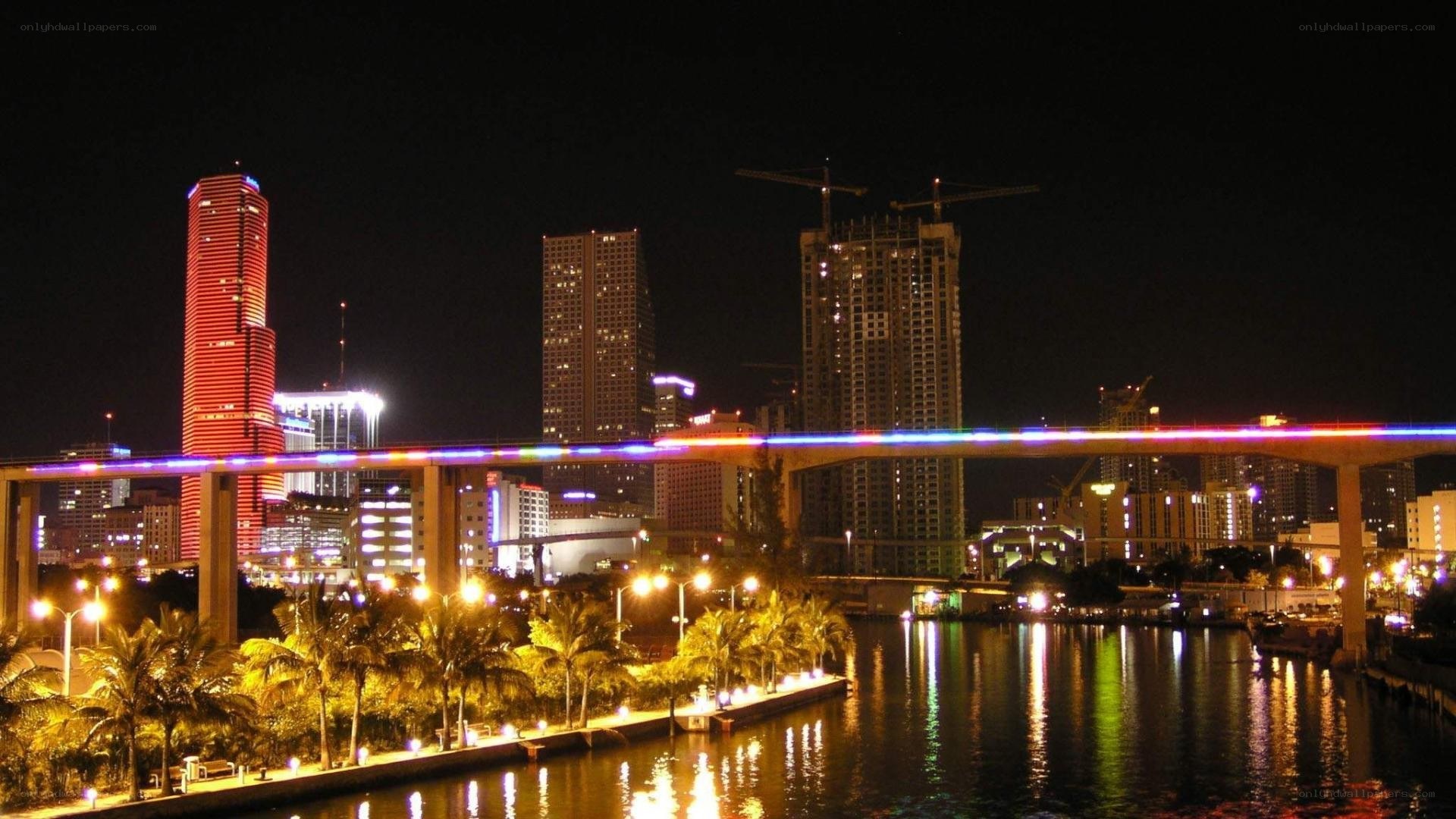 Miami skyline at night