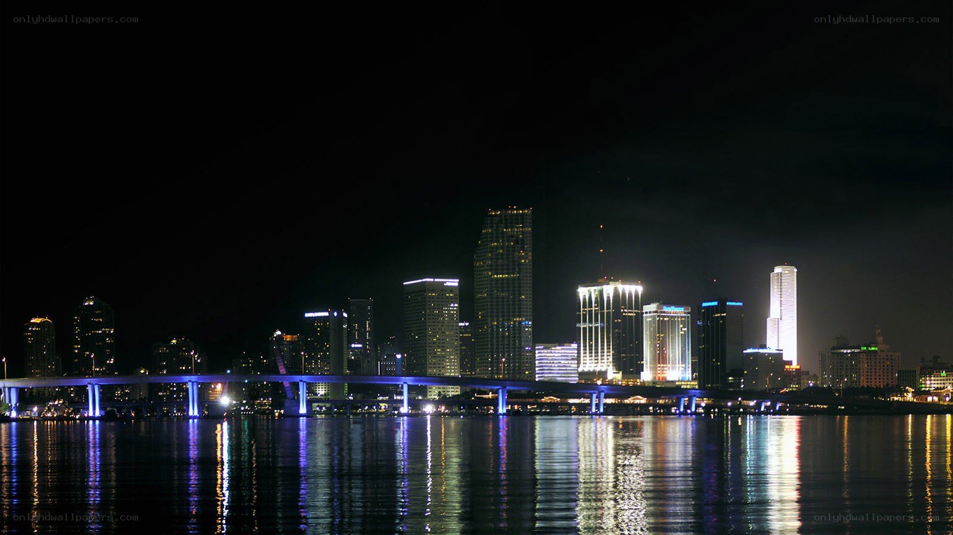 Miami skyline at night