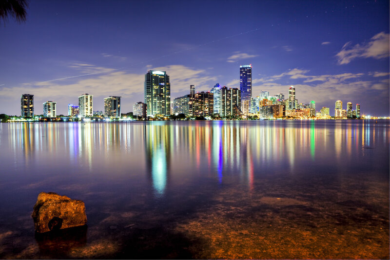 Miami Skyline at Night — Blue, Serene
