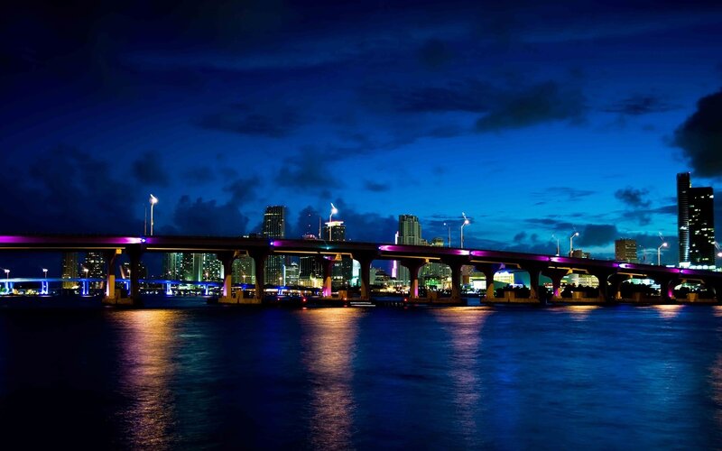 Miami Skyline at Night — Blue
