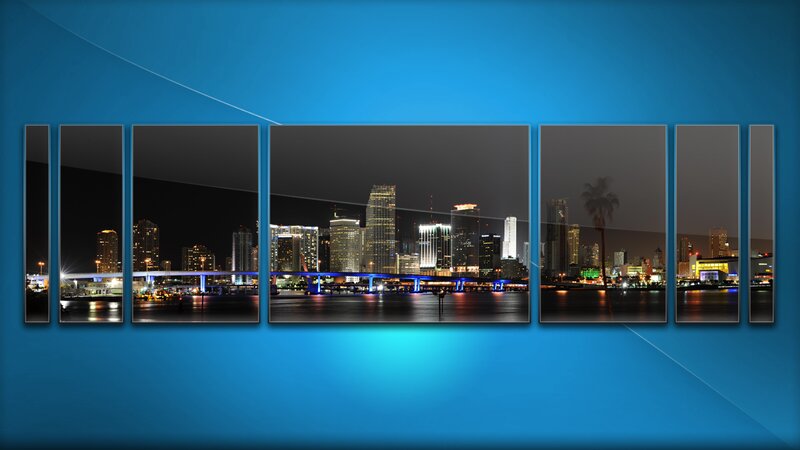 Miami Skyline at Night — Blue, Urban