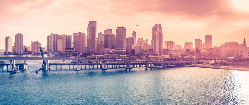 Miami Skyline at Sunset — Blue, Serene