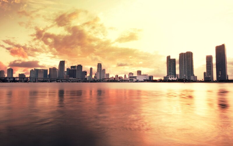 Miami Skyline at Sunset — Orange