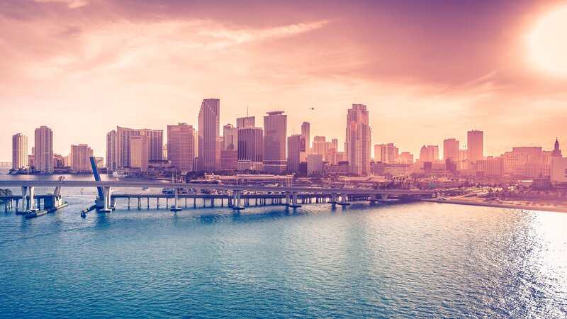 Miami Skyline at Sunset — Pink