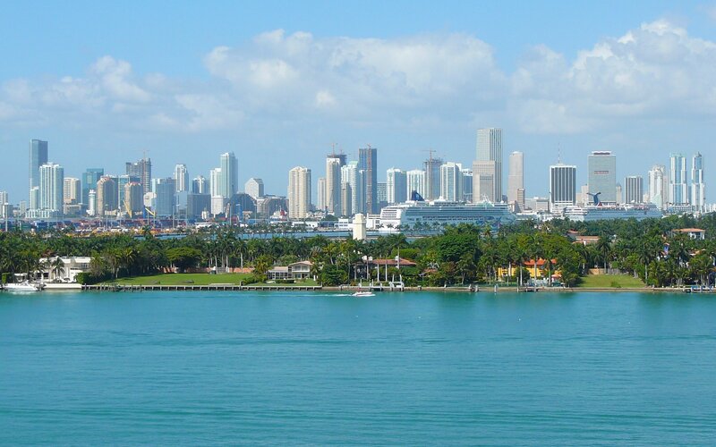 Miami skyline from the water