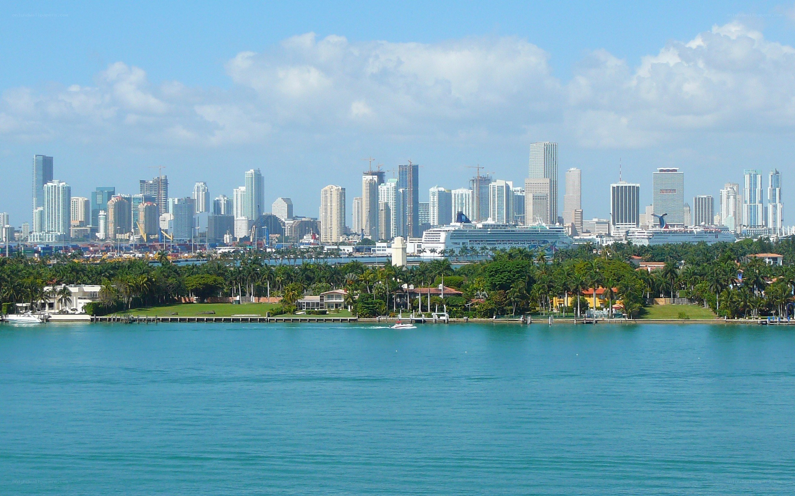Miami skyline from the water