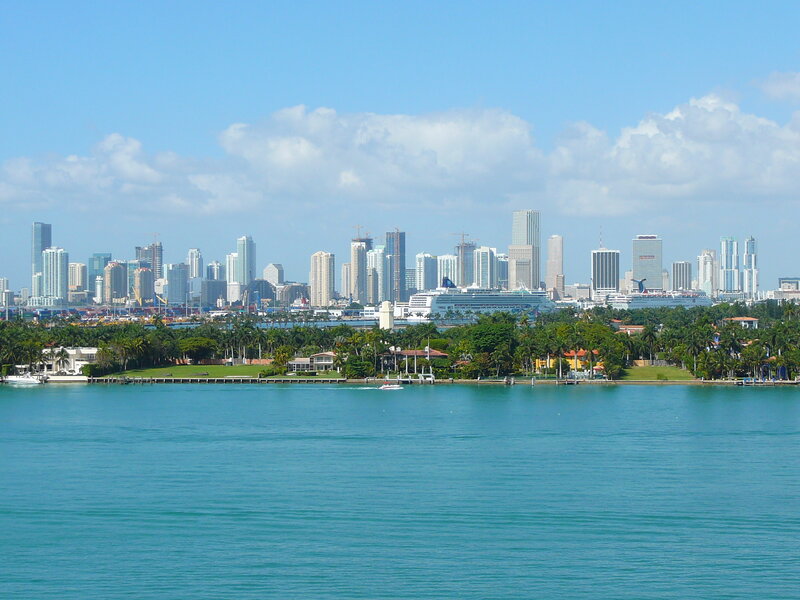 Miami skyline from the water