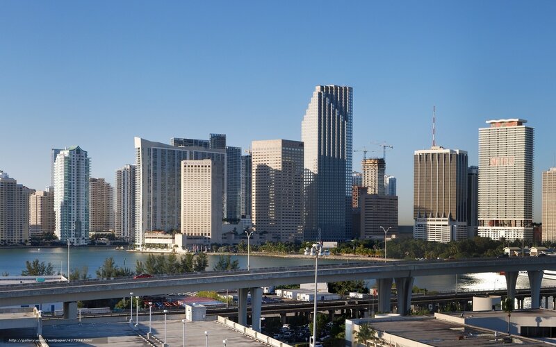 Miami skyline with bridges