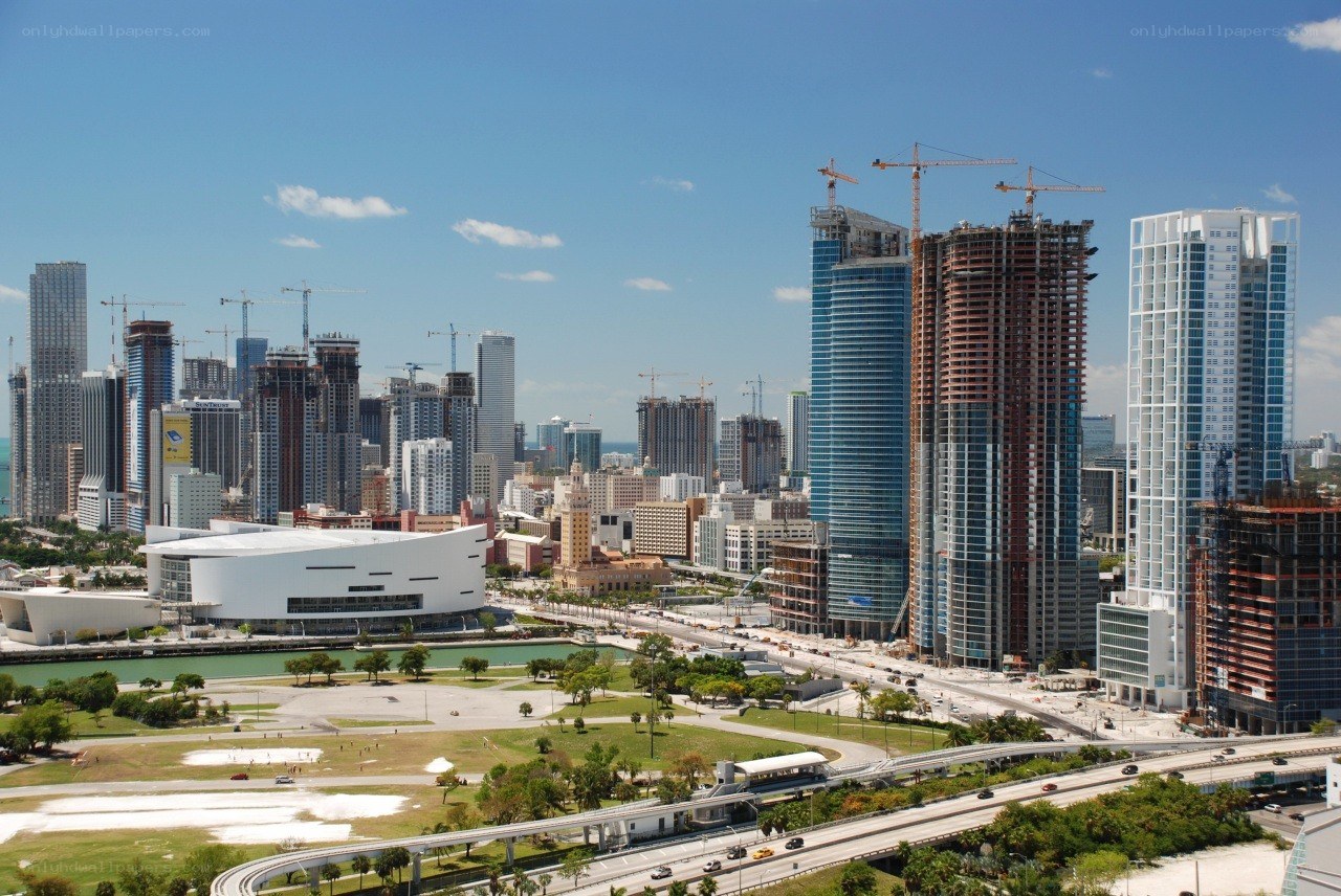 Miami skyline with construction