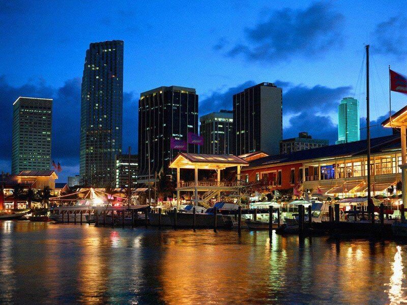 Miami waterfront at dusk