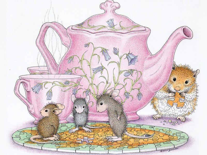 Mice and Hamster at Tea Party