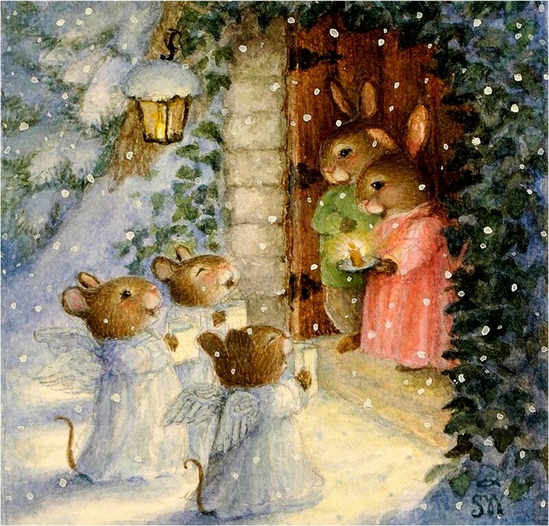 Mice and Rabbits in Snow — White