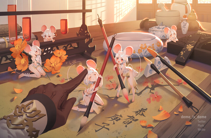 Mice Characters with Brushes