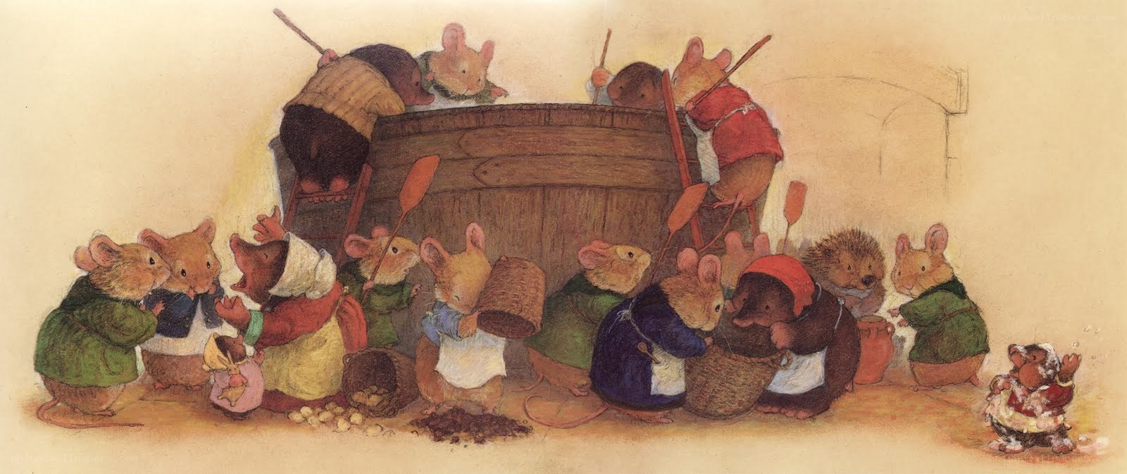 Mice harvesting grain