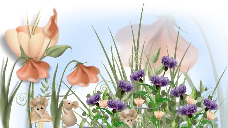 Mice in a Flower Garden