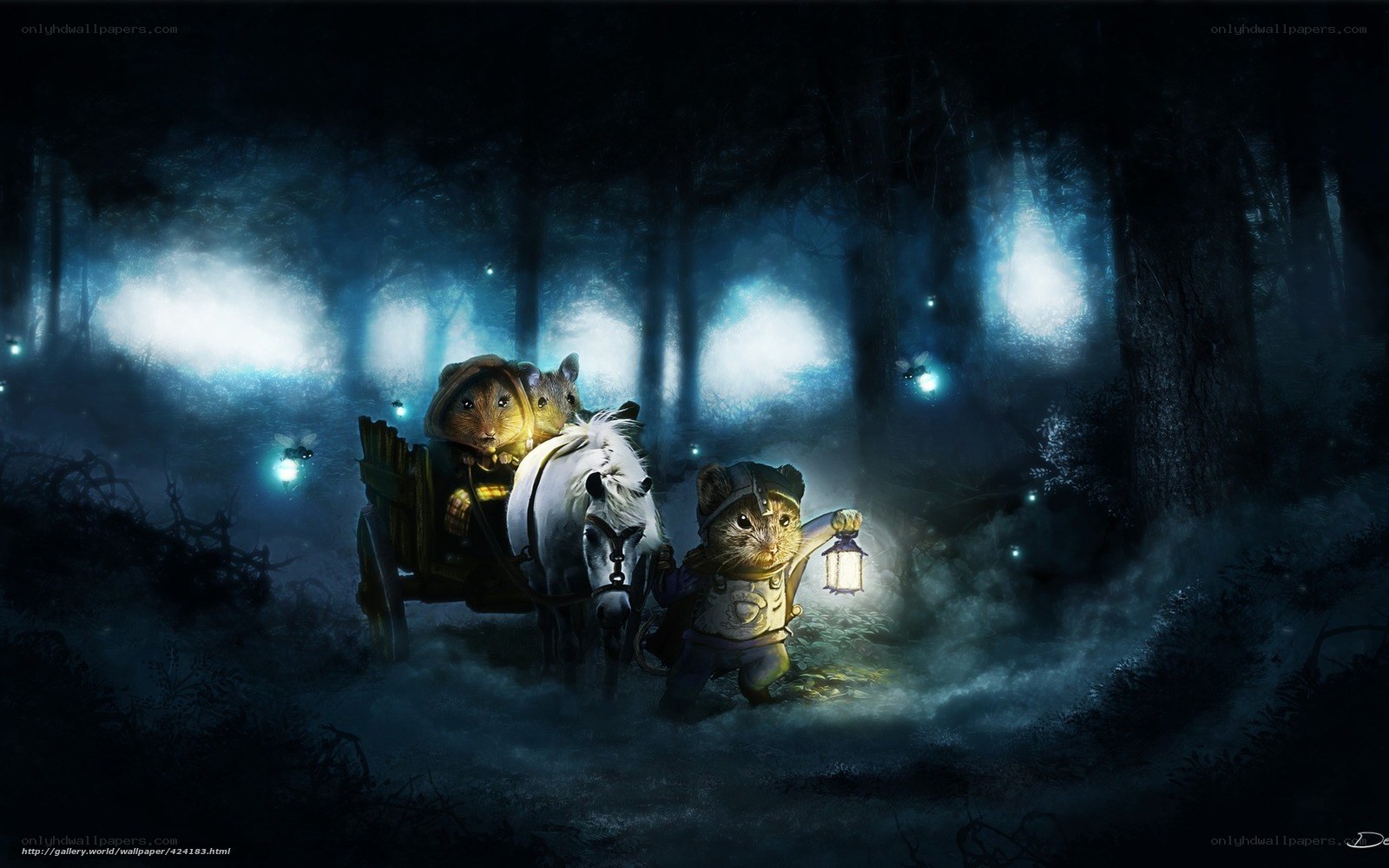 mice in a forest at night