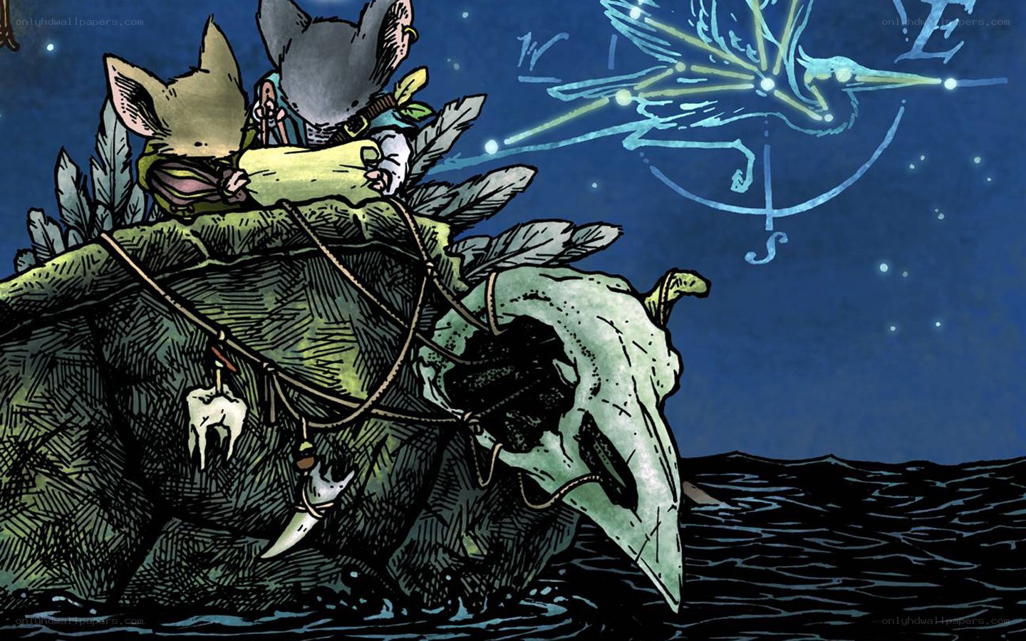 mice on a skull raft