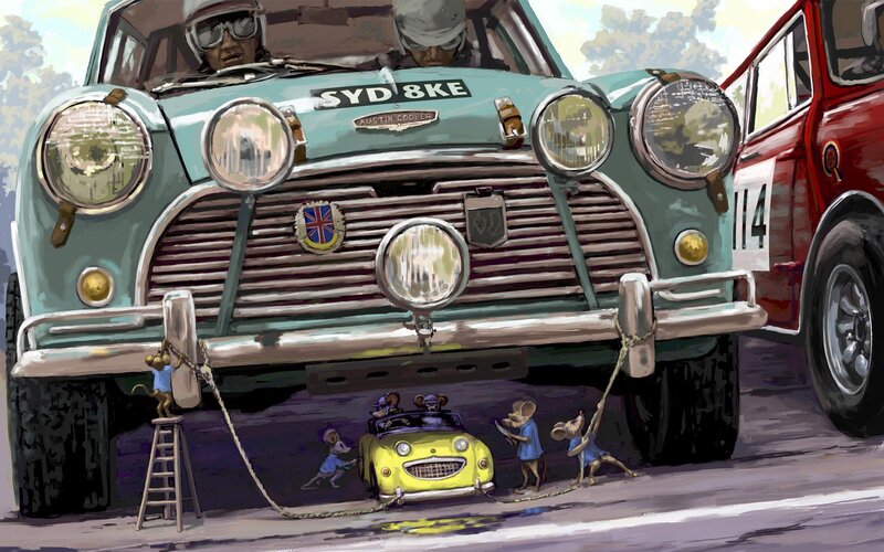 Mice under Car — Green