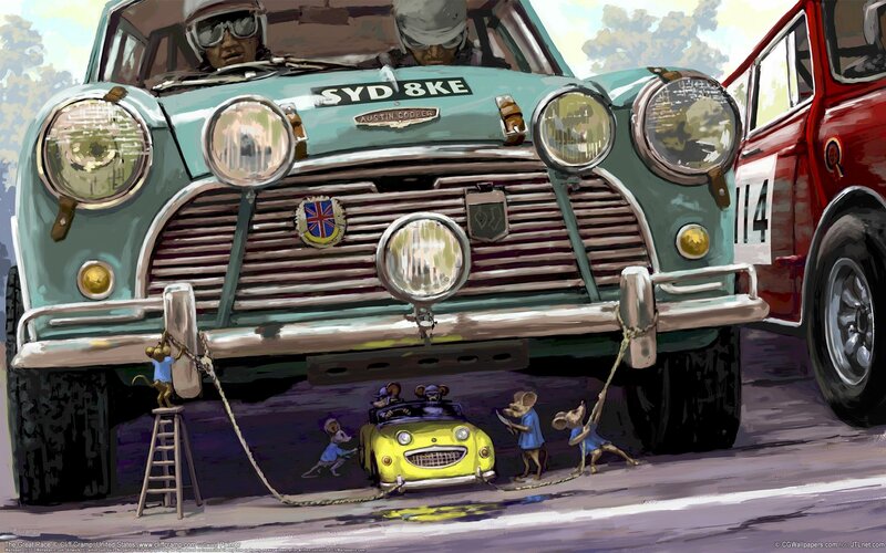 Mice under Car — Teal