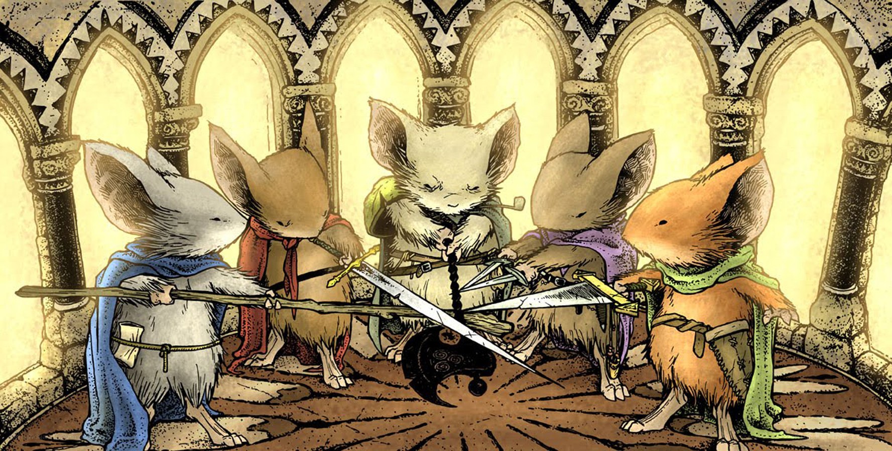 mice warriors in a castle