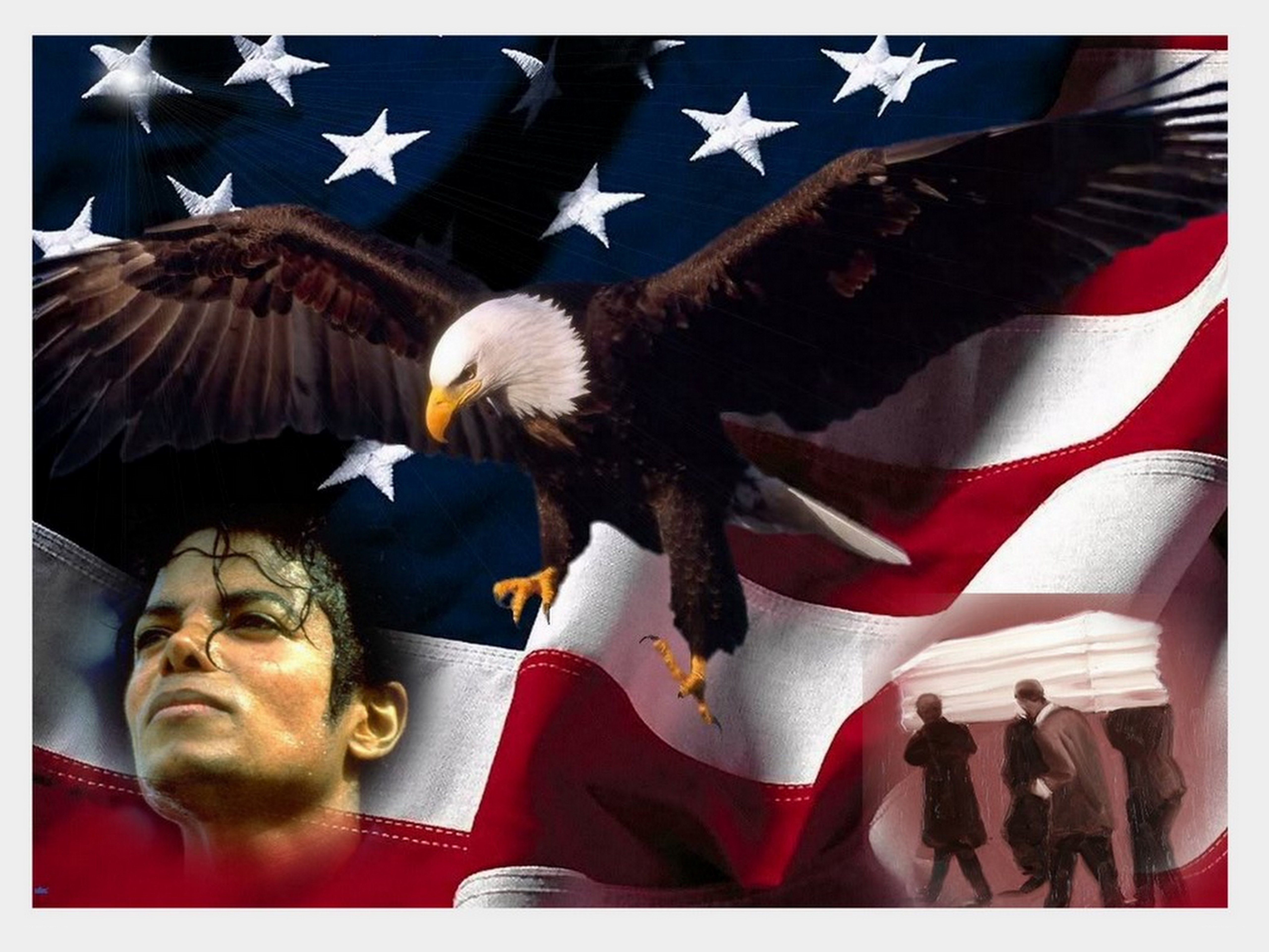 Michael Jackson and American flag collage