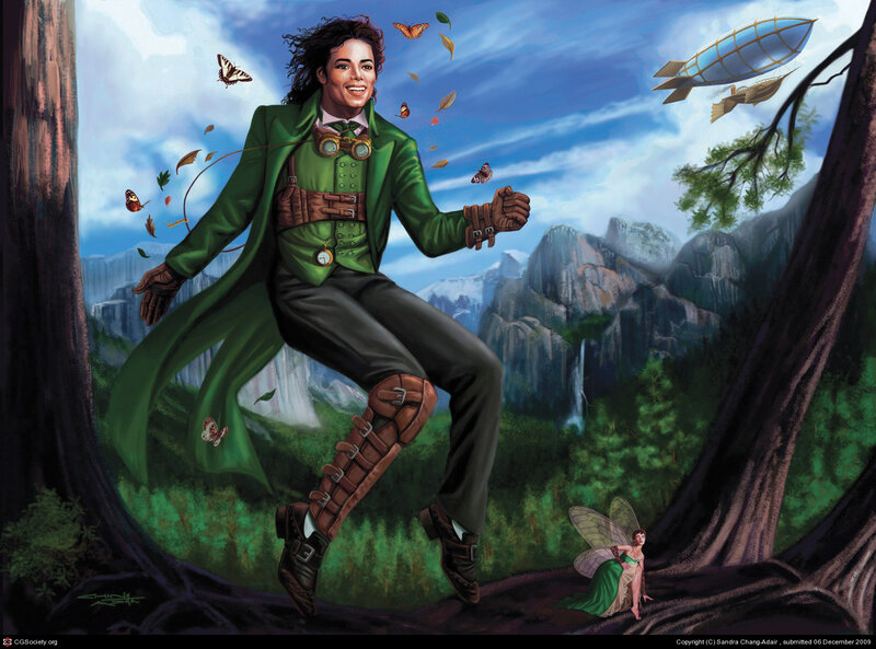 Michael Jackson in fantasy landscape