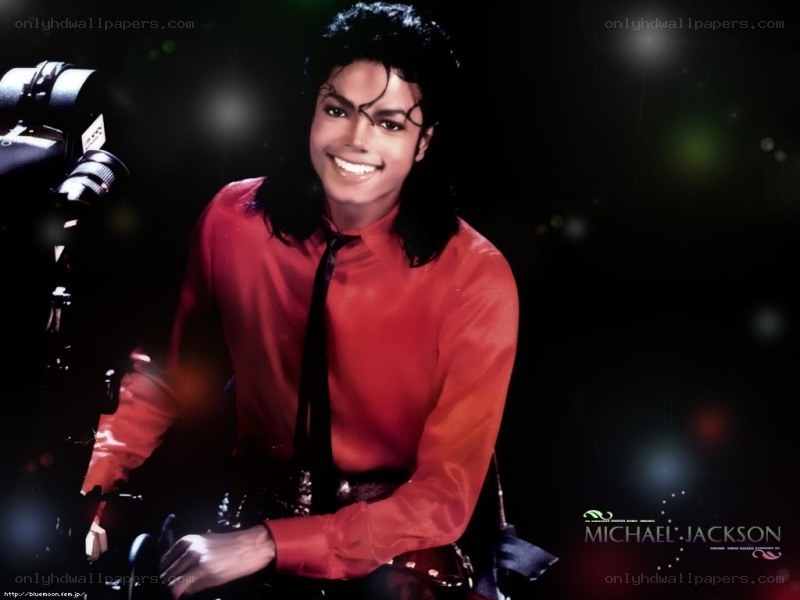 Michael Jackson in red shirt