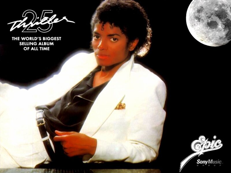 Michael Jackson in White Suit — Black, Dramatic