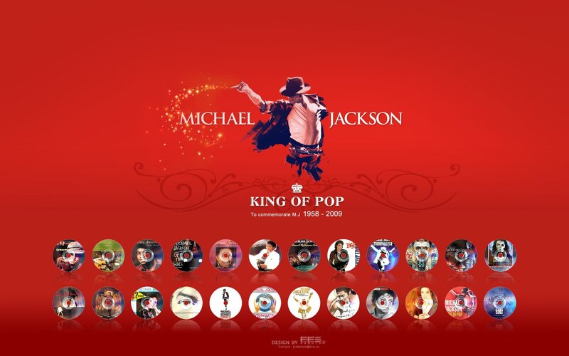 Michael Jackson on Red Background — Celebratory