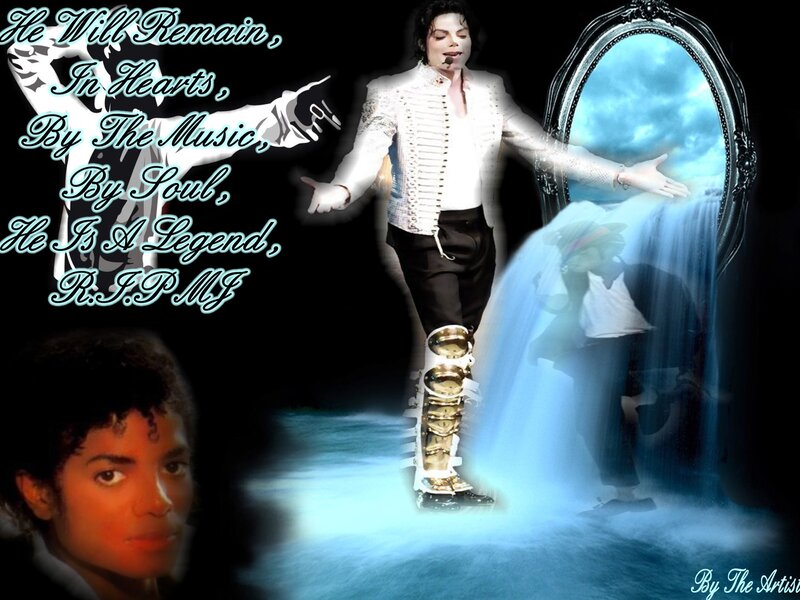 Michael Jackson on Stage — Black, Dramatic, Digital Art, Mirror
