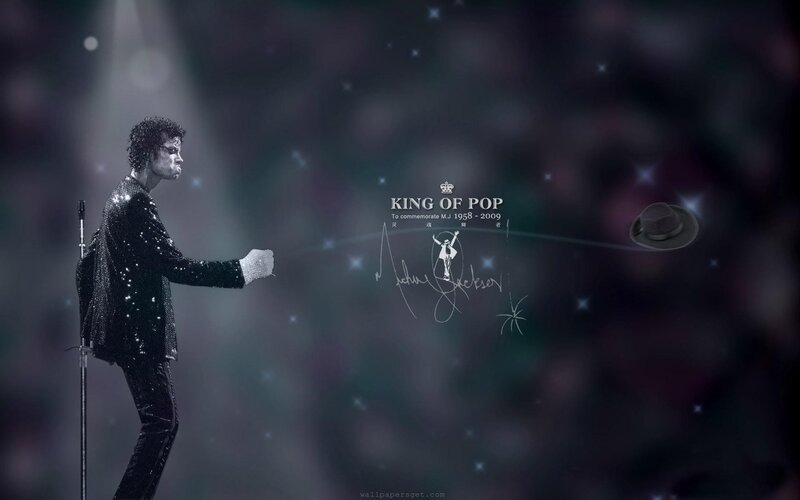 Michael Jackson on Stage — Black, Dramatic, Night, Photograph, Hat, Microphone Stand