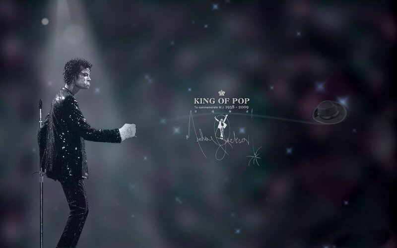 Michael Jackson on Stage — Black, Dramatic, Night, Photograph, Hat