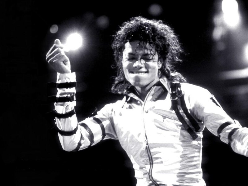 Michael Jackson on Stage — Black, Dramatic, Night, Photograph, Light