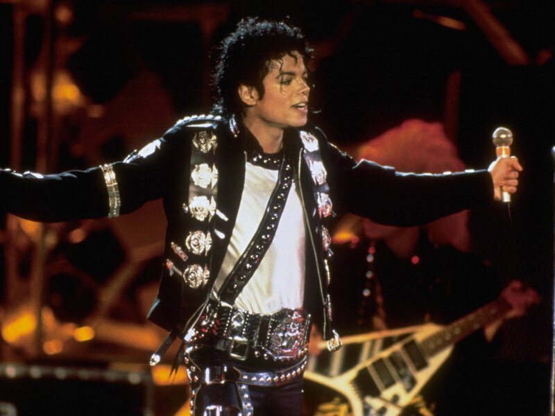 Michael Jackson on Stage — Black, Energetic, Night, Photograph