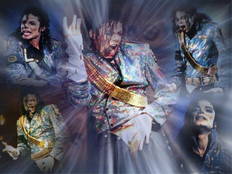 Michael Jackson on Stage — Blue, Dramatic, Photograph