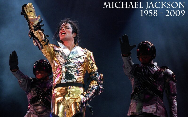 Michael Jackson on Stage — Gold, Dramatic, Night, Photograph, Dancers