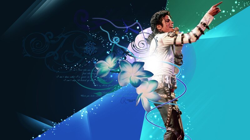 Michael Jackson Singing — Blue, Dramatic, Digital Art, Microphone