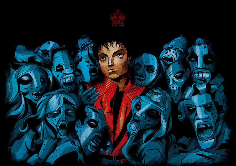 Michael Jackson surrounded by zombies
