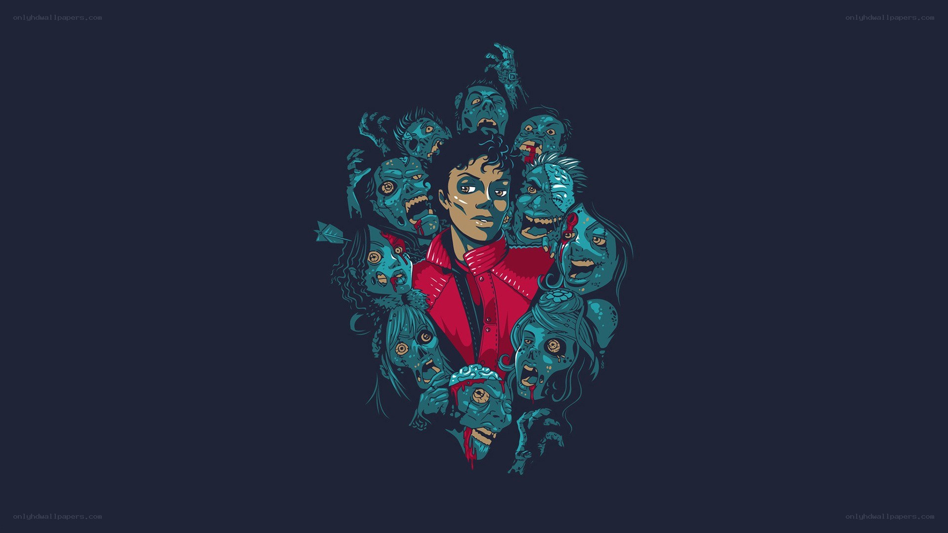 Michael Jackson surrounded by zombies