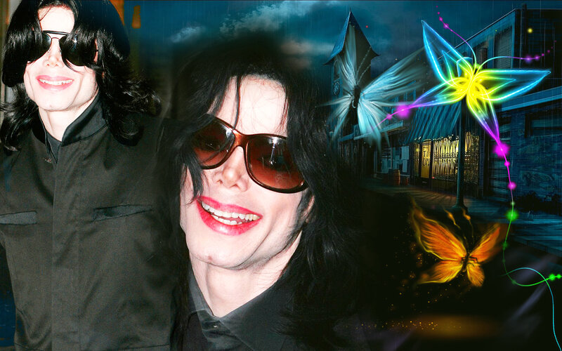 Michael Jackson with glowing butterflies