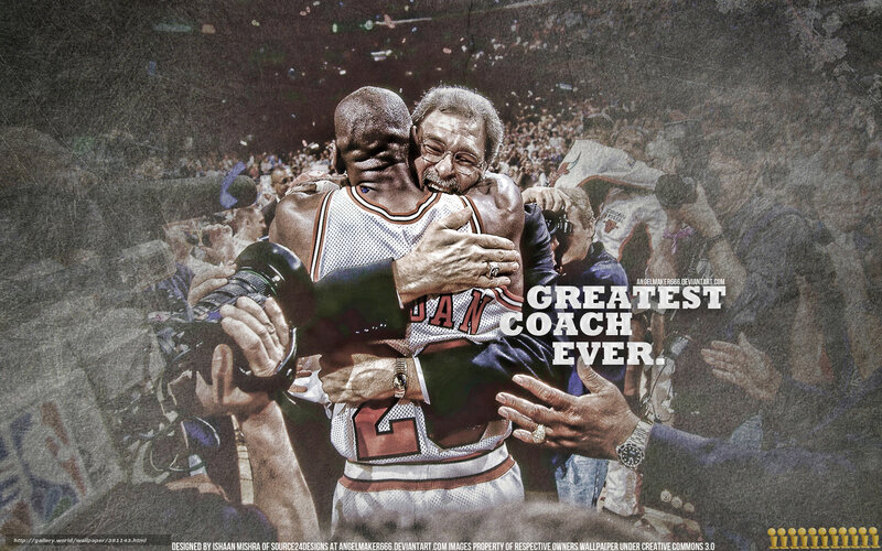 Michael Jordan and Phil Jackson embrace