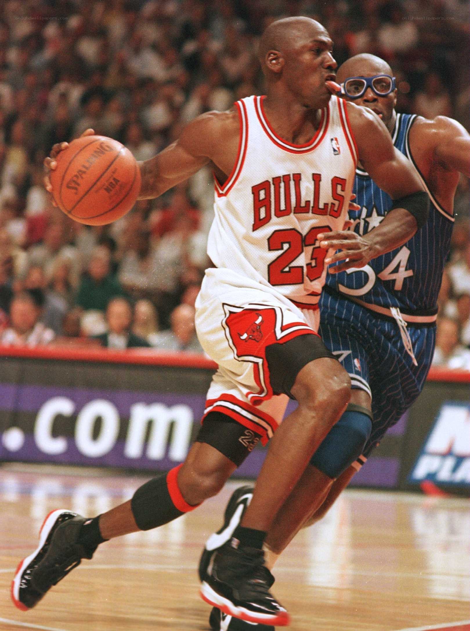 Michael Jordan dribbling in game